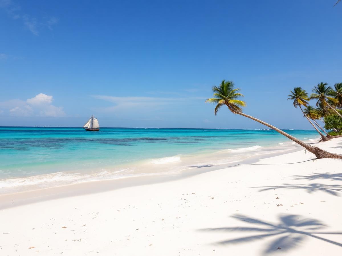 White sand and turquoise water at Diani Beach